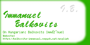 immanuel balkovits business card